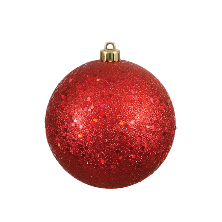Red Ball Ornaments 4" Sequin Set of 6