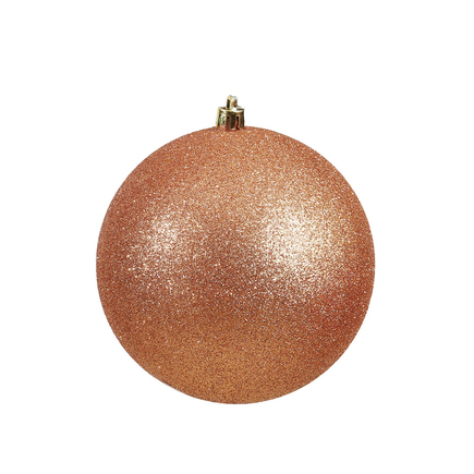 Rose Gold Ball Ornaments 6" Glitter Set of 4