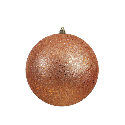 Rose Gold Ball Ornaments 4" Sequin Set of 6