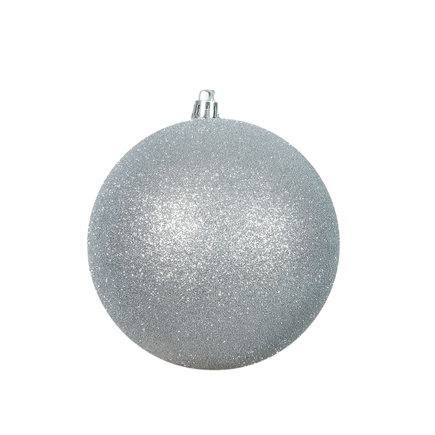 Silver Ball Ornaments 4.75" Glitter Set of 4