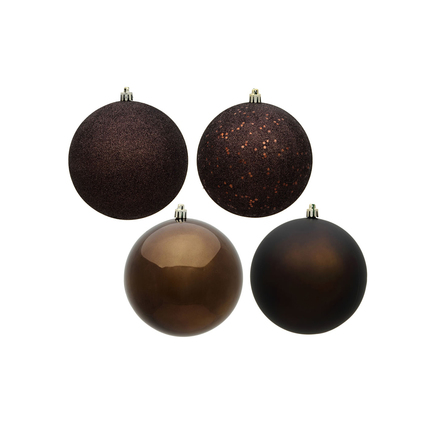Truffle Ball Ornaments 6" Assorted Finish Set of 4