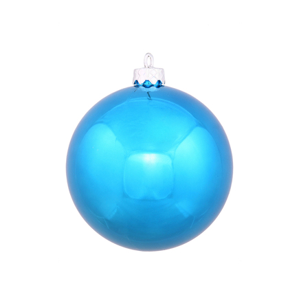 Turquoise Ball Ornaments 5" Shiny Set of 4