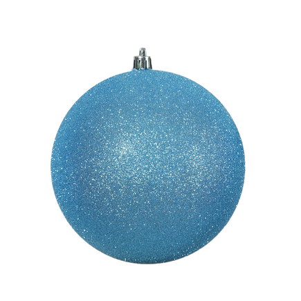 Turquoise Ball Ornaments 8" Glitter Set of 4