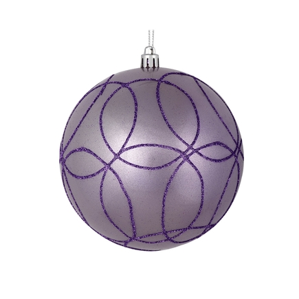 Viola Ball Ornament 4" Set of 4 Lavender