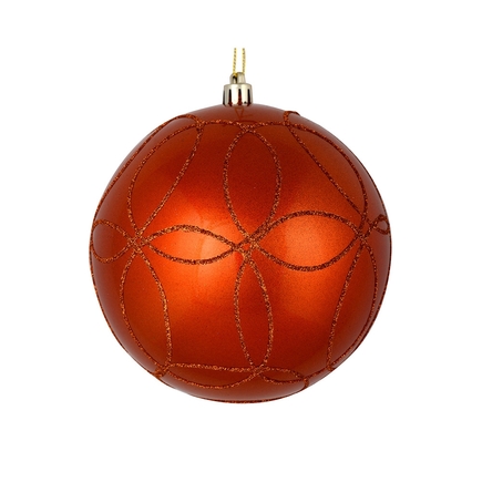 Viola Ball Ornament 6" Set of 3 Burnished Orange