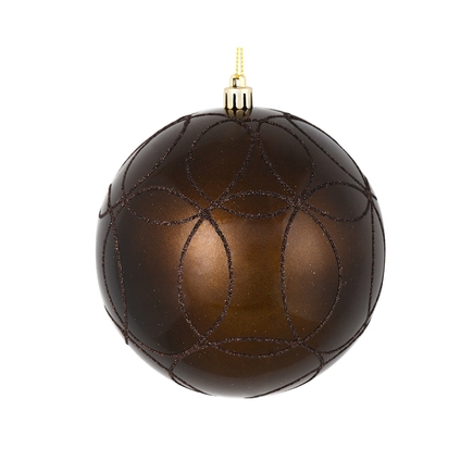 Viola Ball Ornament 4" Set of 4 Truffle