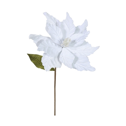 Embossed Velvet Poinsettia Flower 22" Set of 6 White