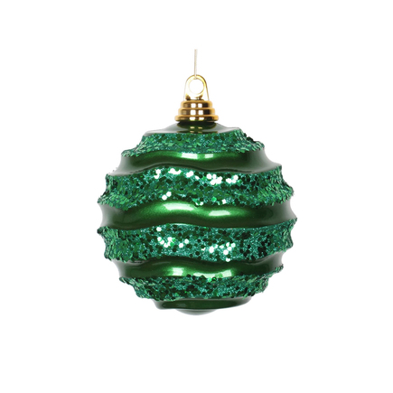 Wave Ball Ornament 6" Set of 4 Green