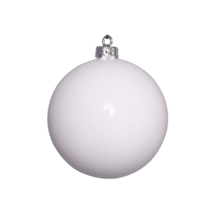 White Ball Ornaments 6" Shiny Set of 4