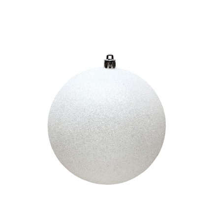 White Ball Ornaments 3" Glitter Set of 12