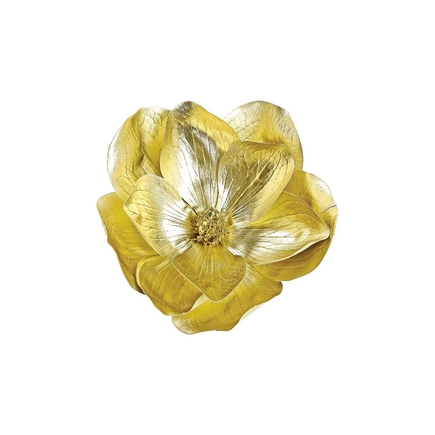 Clip On Metallic Magnolia Flower 8" Set of 6 Gold