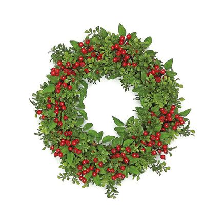 Holiday Boxwood Wreath 24"