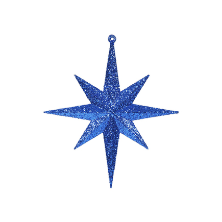 Medium Christmas Glitter Star 12" Set of 2 Blue