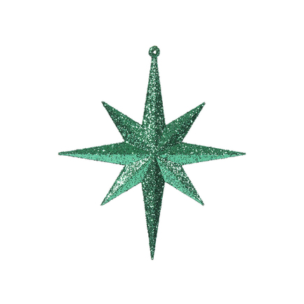 Small Christmas Glitter Star 8" Set of 4 Green