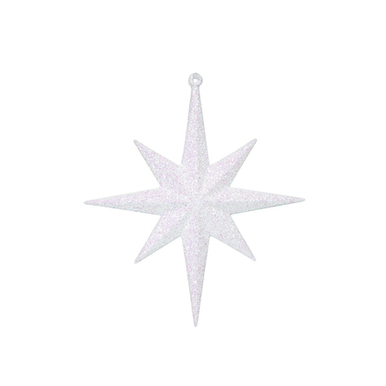 Medium Christmas Glitter Star 12" Set of 2 White