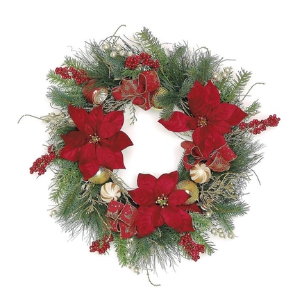Christmas Poinsettia Wreath 24"