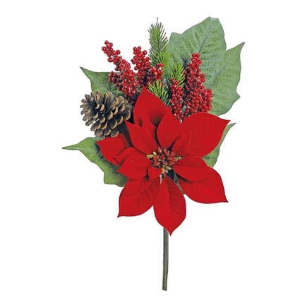 Red Poinsettia Pick 20" Set of 6