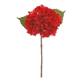 Velvet Hydrangea Flower 18" Set of 6 Red