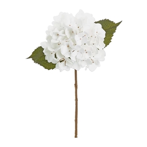 Velvet Hydrangea Flower 18" Set of 6 White