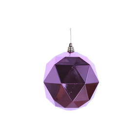 Aria Geometric Sphere Ornament 6" Set of 4 Pink Shiny