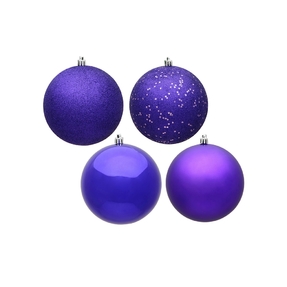 Purple Ball Ornaments 1" Assorted Finish Set of 36