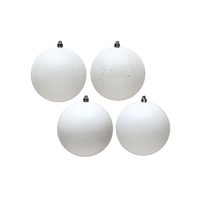 White Ball Ornaments 1" Assorted Finish Set of 36