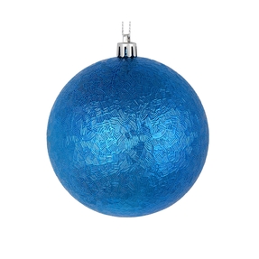 Blue Ball Ornaments 4" Brush Finish Set of 6