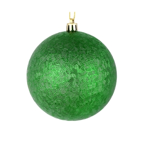 Green Ball Ornaments 4" Brush Finish Set of 6