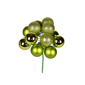 Lime Ball Ornament Cluster 12" Mixed Finish Set of 4