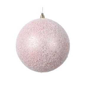 Rose Gold Ball Ornaments 4" Snowy Finish Set of 4