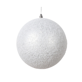 Silver Ball Ornaments 6" Snowy Finish Set of 2