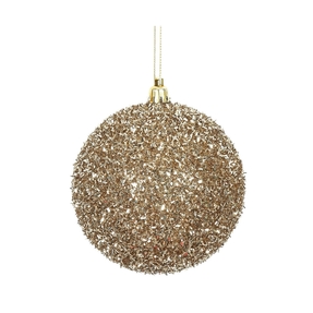 Champagne Ball Ornaments 4" Tinsel Finish Set of 4
