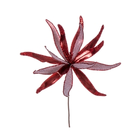 Metallic Sparkly Star Flower 24" Set of 2 Burgundy