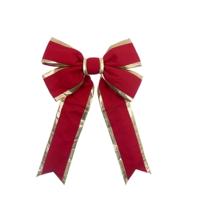 Outdoor Gold Trim Red Canvas Bow 24" x 30"