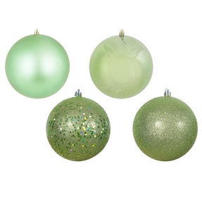 Celadon Ball Ornaments 4" Assorted Finish Set of 12