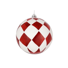 Diamante Ball Ornament 4" Set of 4 Red