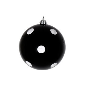 Dot Ball Ornament 4" Set of 6 Black