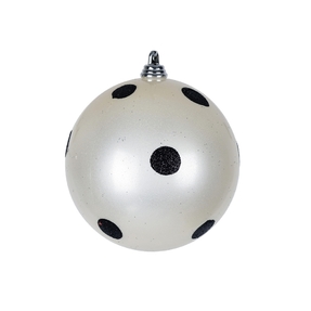 Dot Ball Ornament 8" Set of 2 White