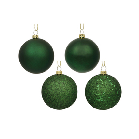 Emerald Ball Ornaments 8" Assorted Finish Set of 4