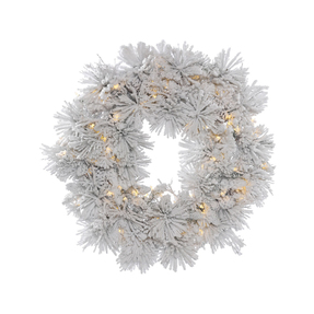 Flocked Sugar Pine Wreath LED 30" 