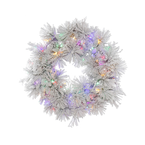 Flocked Sugar Pine Wreath LED Multi 36" 