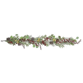 Frosted Holly & Berry Garland 5'