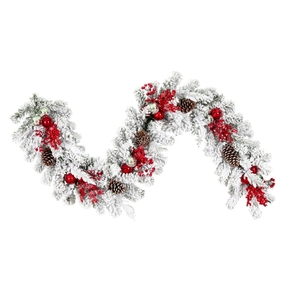 Merry Christmas Garland 6' x 16" Red/Silver