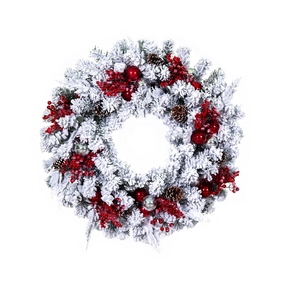 Merry Christmas Wreath 30" Red/Silver