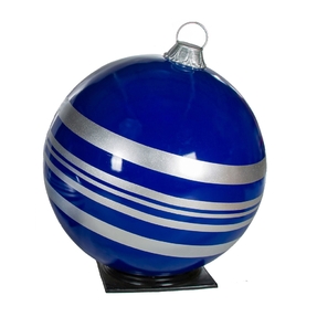 Giant Outdoor Ball Ornament 49" Striped Blue/Silver
