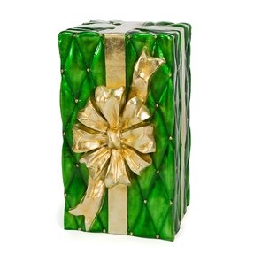 Christmas Gift Box 30" Green/Gold