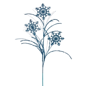 Glittered Snowflake Spray 31" Set of 6 Ice Blue