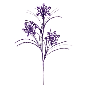 Glittered Snowflake Spray 31" Set of 6 Purple