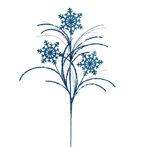 Glittered Snowflake Spray 31" Set of 6 Turquoise
