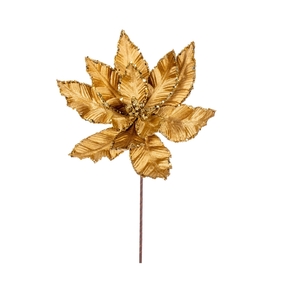 Velvet & Sequin Poinsettia Flower 24" Set of 3 Gold
